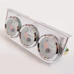 Chrome 2inch Triple Gauge Kit Volt Meter Water Temp Temperature Gauge Oil Press Pressure Gauge Car Meter - Image 2