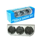 Black/Chrome Bezel Black Water Temp Oil Pressure Volt Gauge 52mm 3 in 1 Triple Gauge Kit - Image 3