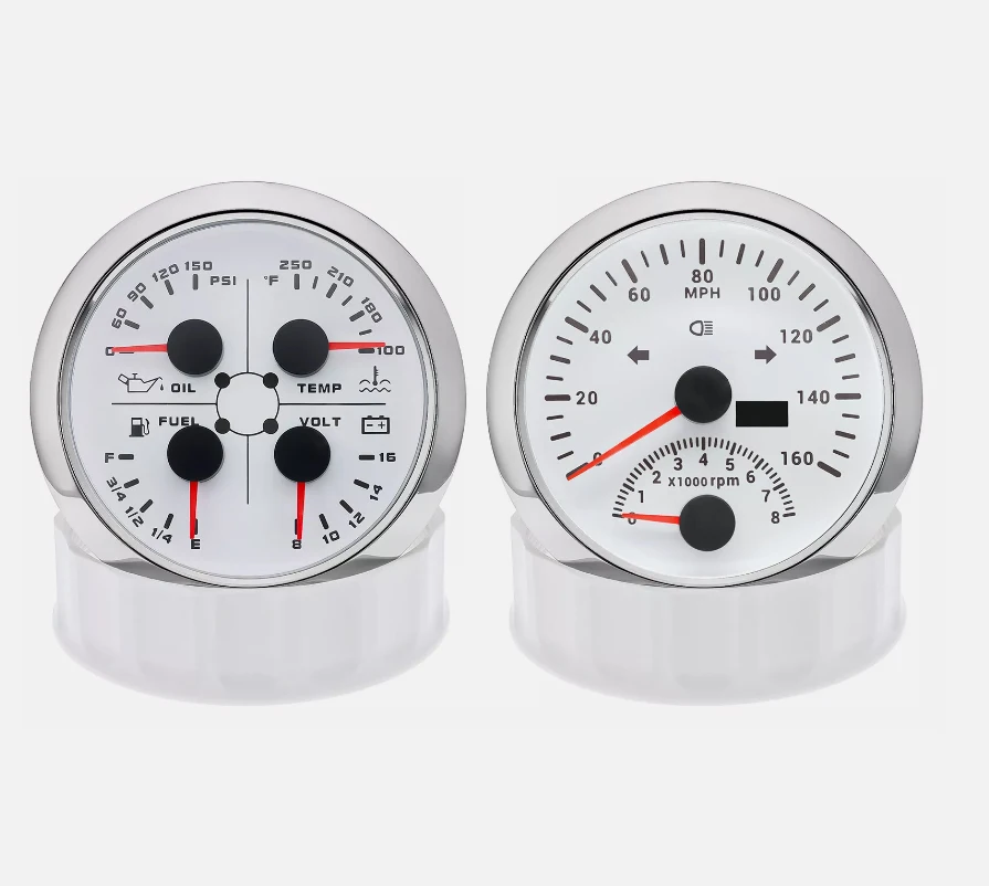 H0190319b85cc442ebdb9bfcf072be994S.webp 2 Gauge Set 85MM GPS Speedometer 0-160MPH 85mm 4in 1 Fuel Water Temp Press Volt - Image 1