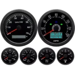 6 Gauge Set 85mm GPS Speedometer 160MPH Tachometer 7000RPM Waterproof Fuel Level Oil Pressure Water Temp Volt Gauge for Boat