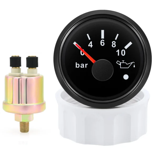 2 52mm Car Truck Oil Pressure Gauge 0-10Bar Meter With 1/8NPT Press Sensor 12V 24V