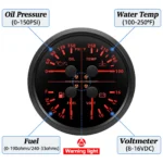 85mm Mechanical Generators Diesel Tank Fuel Level PSI Volt Temp Four in One Gauge - Image 4