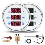 52mm Boat 3 in 1 Multifunction Gauge Fuel Level Water Temp Oil Pressure W/Sensor - Image 2