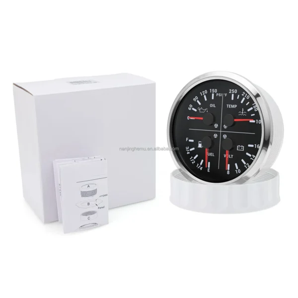85mm Mechanical Generators Diesel Tank Fuel Level PSI Volt Temp Four in One Gauge
