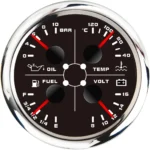 Black Silver Boat 4 in 1 Gauge Marine Fuel Level Voltmeter Water Temperature Gauge Oil Pressure Gauge - Image 4