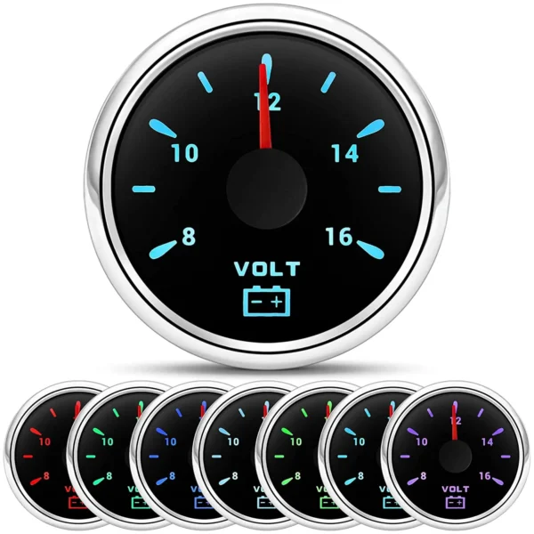 Marine 52mm VOLTAGE 12V VOLT GAUGE METER DIAL Car Racing Sport Boat Marine 8-16V