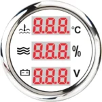 52MM DIGITAL BLACK FACEPLATE 3-IN-1 MULTI-FUNCTIONAL WATER TEMP /WATER LEVEL /VOLTMETER GAUGE 9-32V - Image 2