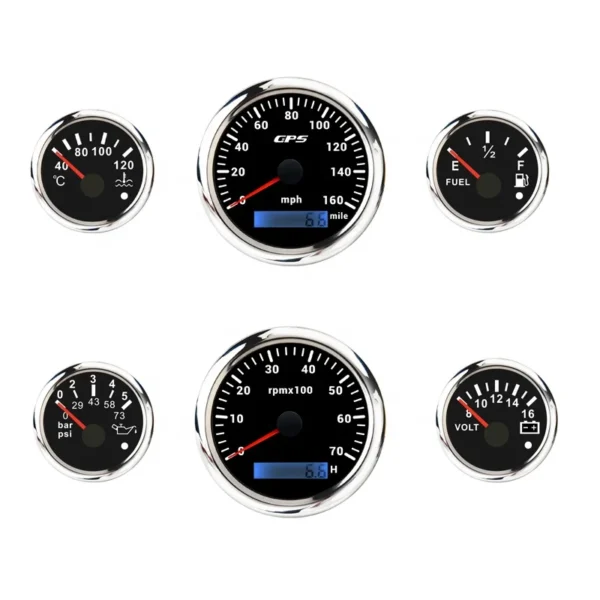 Free Combination Water Temp Fuel Level Oil Pressure Voltage Gauge Tachometer GPS Speedometer Gauge