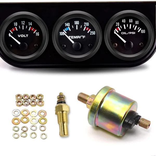 2inch 52mm Triple Gauge Kit Volt Water Temp Oil Press Gauge With Sensor 3 in 1 Car Meter Kit