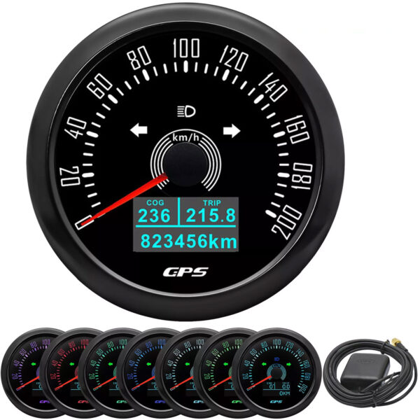 85MM Black GPS Speedometer 200km/h Gauge with TRIP COG for Boat Car Truck ATV