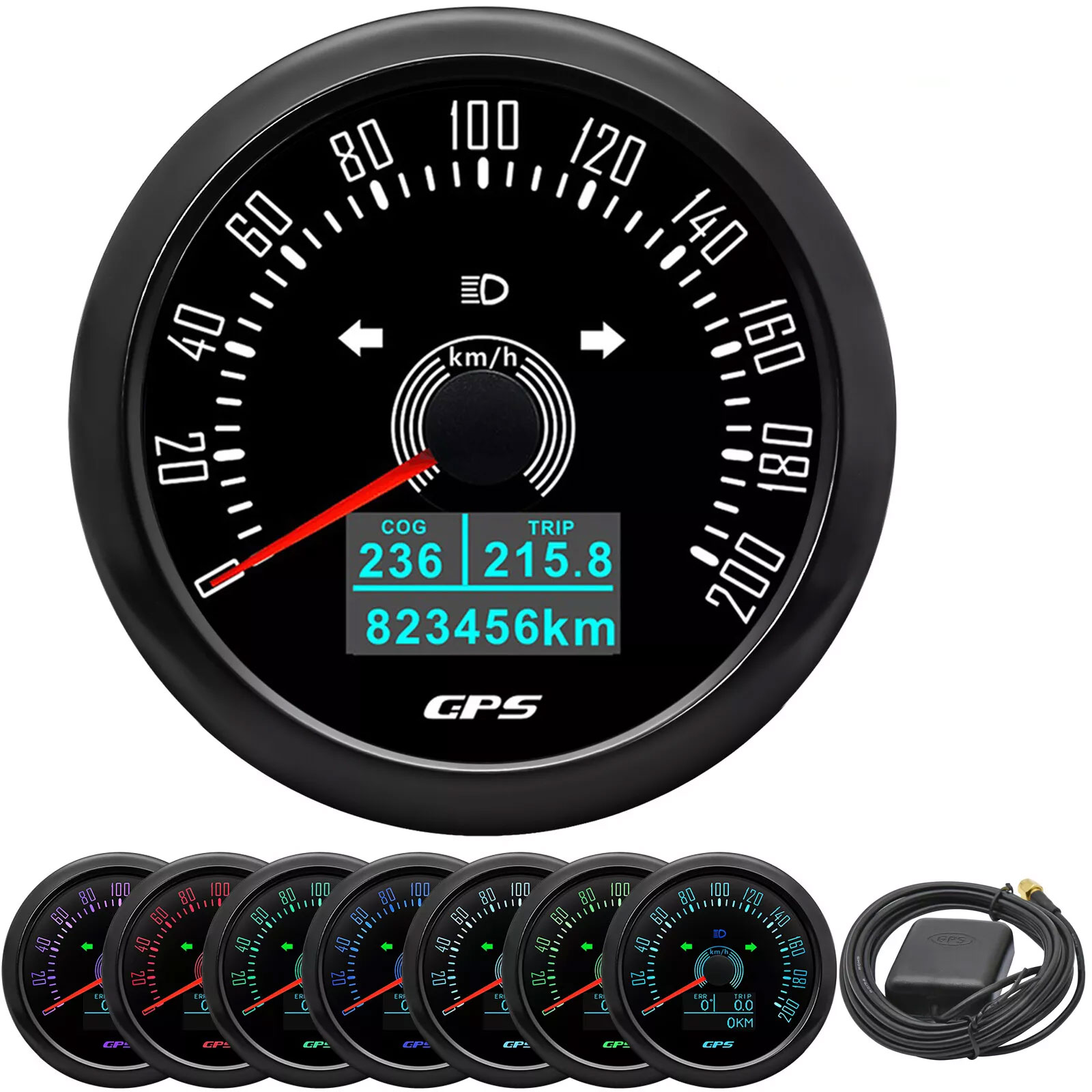 H0ad518ded95c49fda1ae1ca8be890ab02.jpg 85MM Black GPS Speedometer 200km/h Gauge with TRIP COG for Boat Car Truck ATV - Image 1