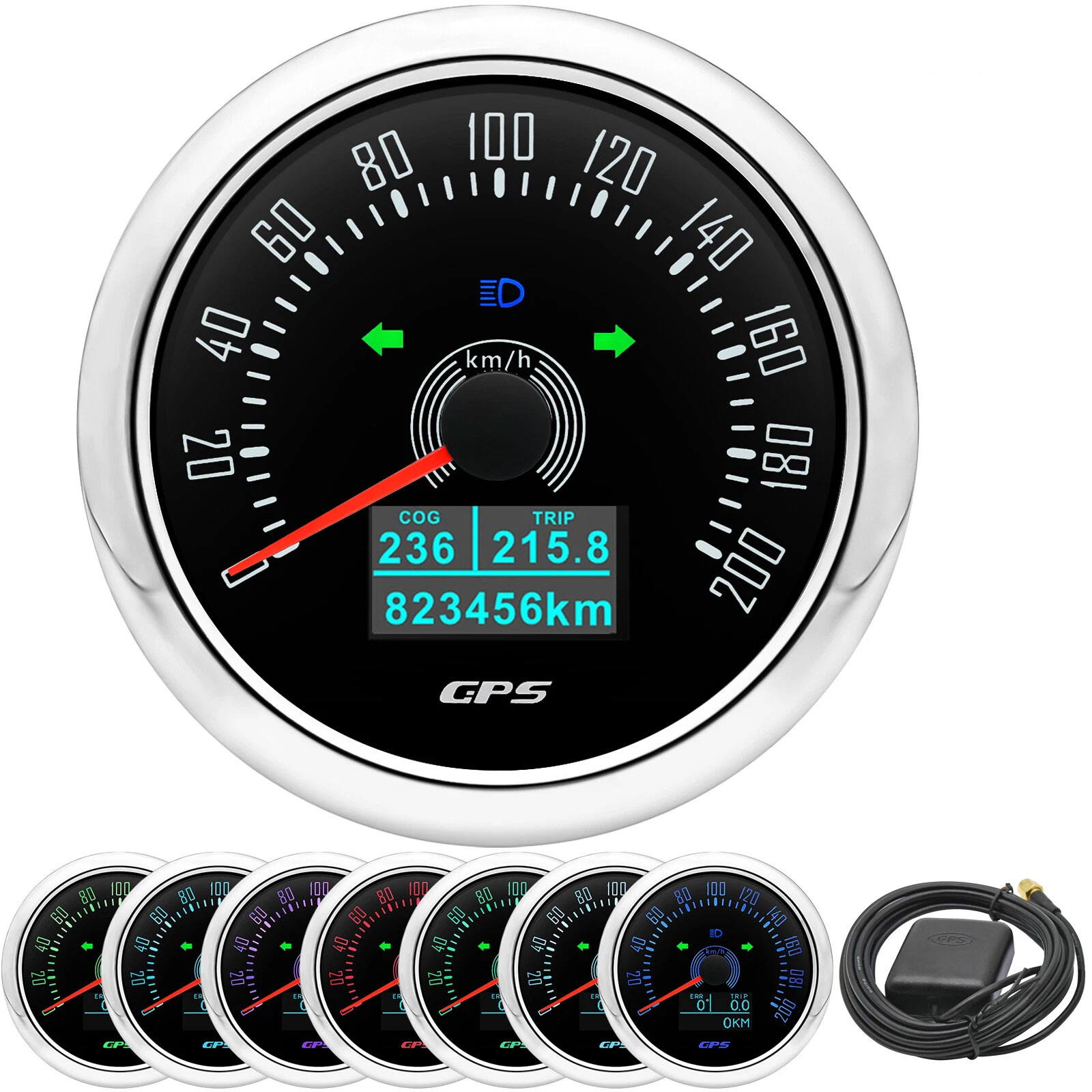 H0b31e14d00864c40baf5ffe11bfe140fJ.jpg 85MM GPS Speedometer 200km/h Gauge with Trip COG for Boat Car Truck Waterproof - Image 1
