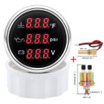 2'' 52MM 3 in 1 Gauge Boat Car Water Temp Oil Pressure PSI Voltage With Sender