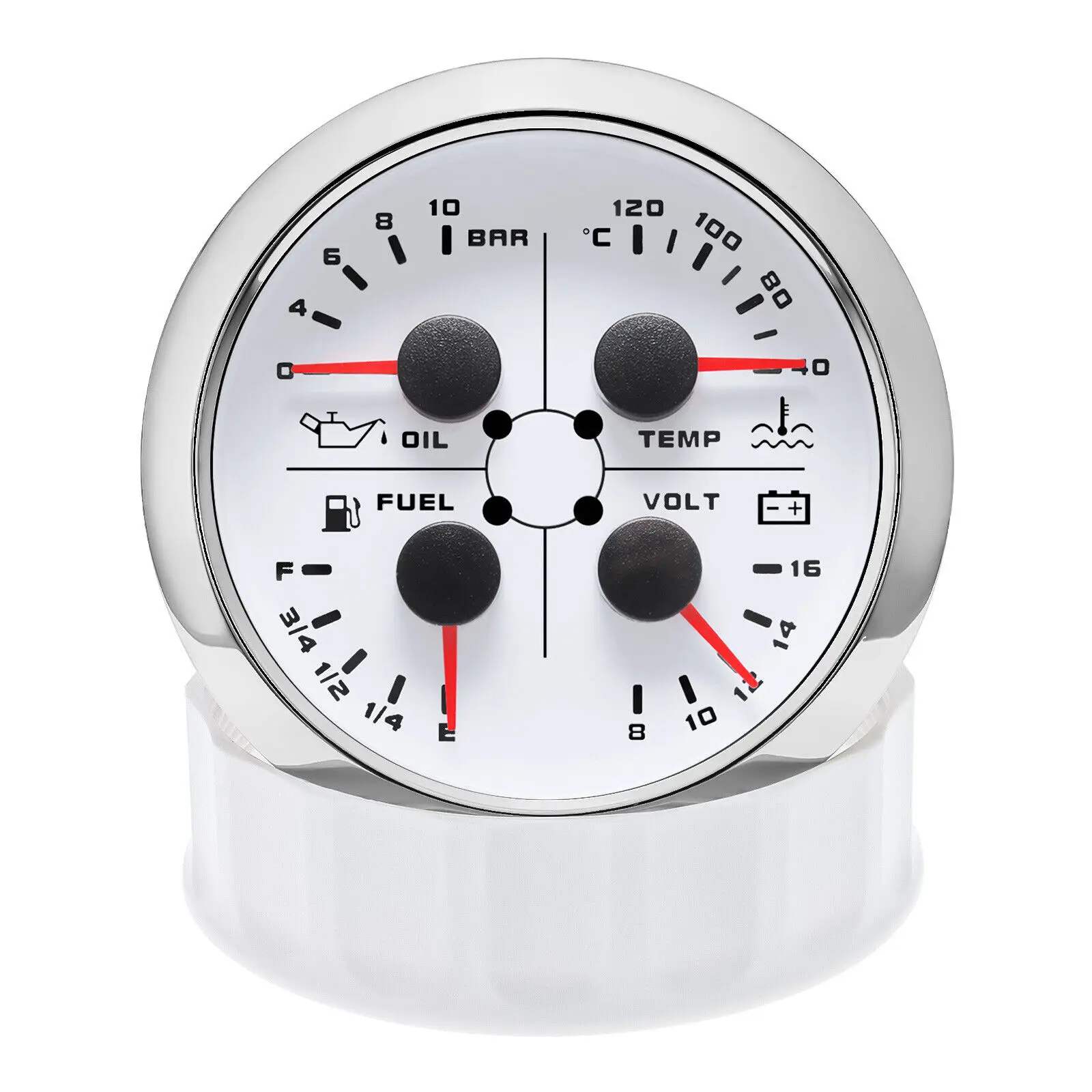 H0e57ba3d92dc4cefbed2aa549411fe125.webp 85mm 4 in 1 Gauge Fuel Level 240-33ohm Oil Pressure Water Temp Volt With Sensor - Image 1