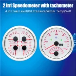 2 in 1 GPS Speedometer with Tachometer.Fuel Level Water Temperature Oil Pressure Voltage 4in1 Gauge for Car Boat Marine (White) - Image 4