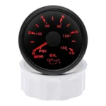 Oil Pressure Gauge Meter 0-10bar 0-145Psi 52mm(2) 12V/24V Black Rim