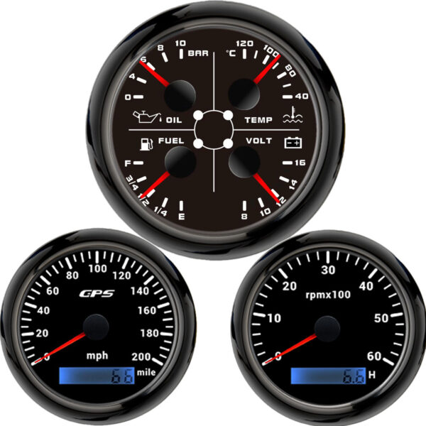 85MM GPS Speedometer Gauge 0-200MPH Tachometer&4 in 1 Gauge for Boat Car Truck