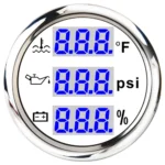 2'' 52mm Boat Digital BLUE LED Oil Pressure Water Temp Volt Gauge 3 in 1 Gauge