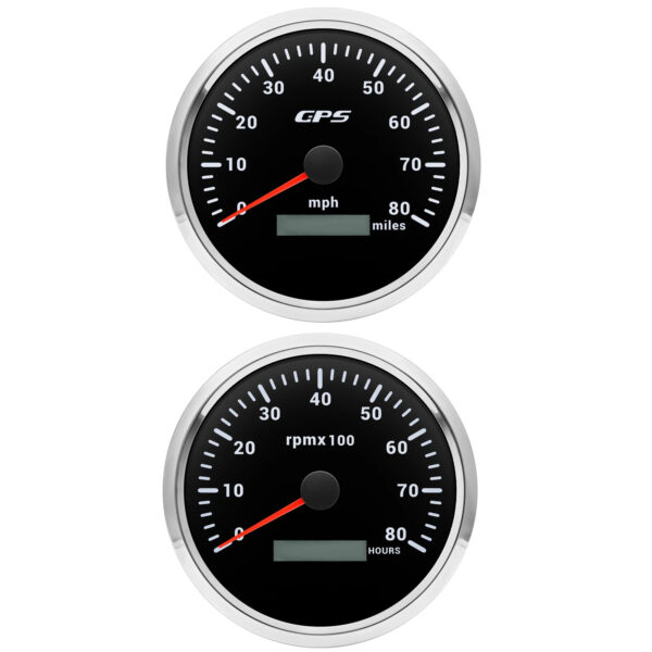 2 Gauge SET 110mm GPS Speedometer 80MPH Tachometer 8000RPM 7 Colors LED for Boat
