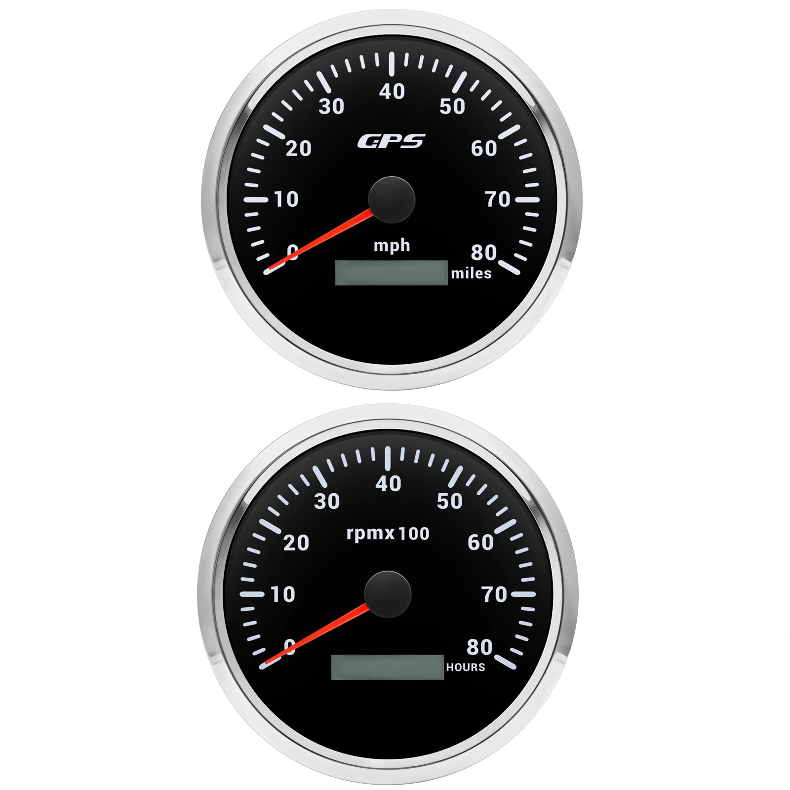 H11d0122daacb40418387370bf6ad46aaC.jpg 2 Gauge SET 110mm GPS Speedometer 80MPH Tachometer 8000RPM 7 Colors LED for Boat - Image 1