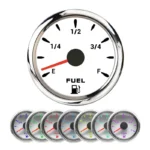 52mm White Faceplate Red Pointer Vehicle Fuel Level Gauge 7 Color