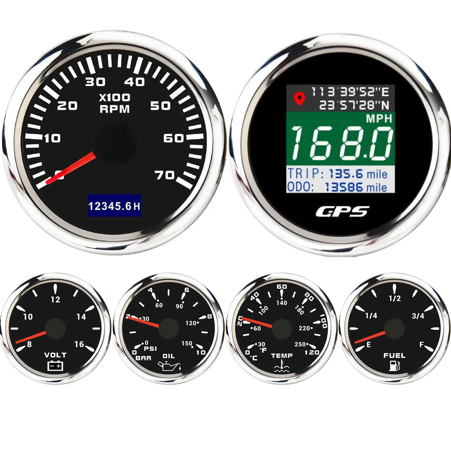 H128fc6afe8004799be24afe6a3fb85f32.webp 52MM Car GPS Speedometer/Tacho 7000RPM/Fuel Level/Oil Pressure/Water Temp/Volt - Image 1