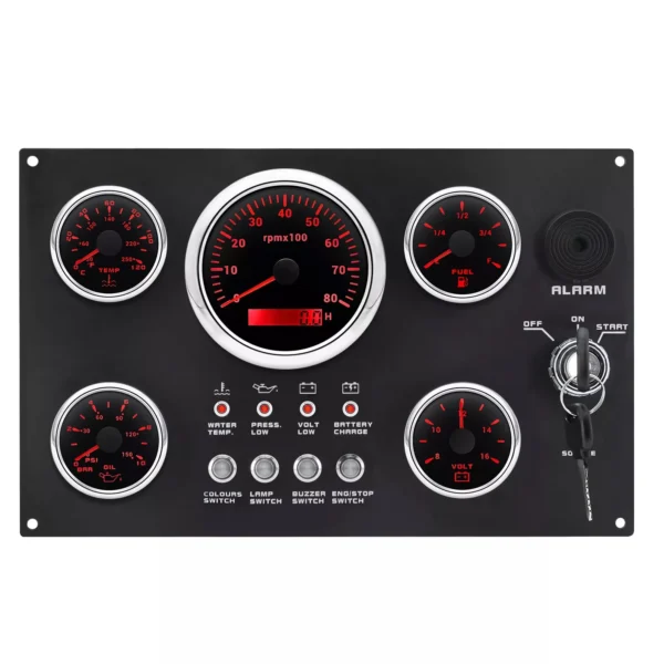 5 Gauge Set with Instrument Panel Tachometer 0-8000RPM for Marine Boat Yacht 12V
