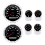 6 Gauge Set 85mm Car GPS Speedometer 200km/h Tachometer 52mm Fuel Level Water Temp Oil Pressure Volt