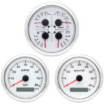 3 Gauge Set 85mm GPS Speedometer 0-80 MPH Tachometer Fuel/Temp/Oil Pressure/Volt