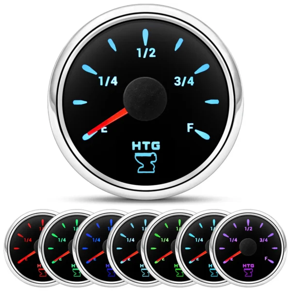 52mm Sewage Water Tank Level Gauge 240-33ohms 7Colors LED for Marine/Boat/Yacht
