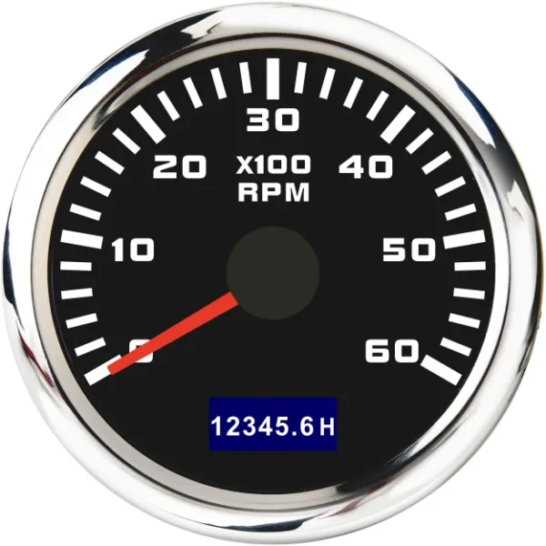Black 85mm 6K RPM 12v Rev Counter Gauge Pulse Engine Marine Tachometer RPM Meter