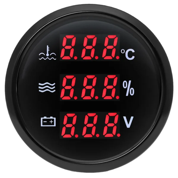 2 52mm 3 in 1 Digital Gauge Water Temp Water Level Voltmeter for Boat Car Truck