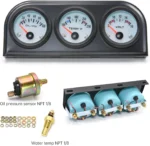 52mm Triple Car Gauge Kit (Volt Meter+Water Temp+Oil Pressure Meter) Stainless Steel Triple Auto Dashboard Gauge Set - Image 5
