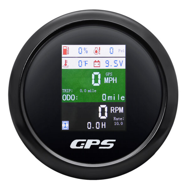 85mm 6In 1 Multi-function Gauge Car Marine GPS Speedometer Tacho Oil Temp Press