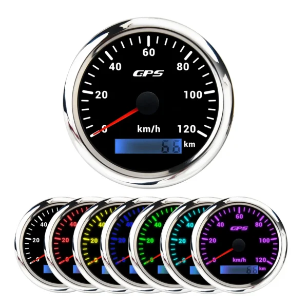 Car Motorcycle 85mm 120km/h Total Mileage Adjustable GPS Speedometer