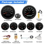 7 Gauge Set 85mm Boat GPS Speedometer 0-80MPH/0-120KM/H&Tachometer with Sensor - Image 2