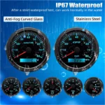 7 Gauge Set with 85mm GPS Speedometer 80MPH & Tacho 8000RPM Fuel Level Oil Pressure Water Temp Trim Volt Gauge Waterproof - Image 4