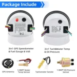 3in1 GPS Speedometer Fuel Gauge Voltmeter 3in1 Tachometer Oil Pressure Gauge Water Temperature 7 Color for Marine Car Auto - Image 6
