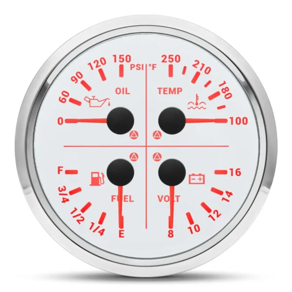 110mm 4 in 1 Multifunction Fuel Level 240-33ohms Water Temp Oil Pressure Volt