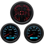 3 Gauge Set 85mm GPS Speedometer 0-200MPH Tacho Fuel Water Temp Oil Pres Voltage