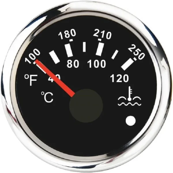 52mm Analog Black Face White LED Backlight Water Temp Gauge 40-120 Fahrenheit