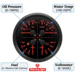 110mm 4 in 1 Gauge Fuel Level Water Temp ?H Oil Pressure PSI Voltmeter for Boat High Quality - Image 5