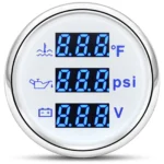 2'' 52mm Boat Digital BLUE LED Oil Pressure Water Temp Volt Gauge 3 in 1 Gauge - Image 2