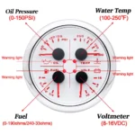 2024 85mm Four in One Hydraulic Oil Level Gauge Voltage Water Temperature Gauge 12v/24v Gauge - Image 2