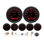 7 Gauge Set with 85mm GPS Speedometer 80MPH & Tacho 8000RPM Fuel Level Oil Pressure Water Temp Trim Volt Gauge Waterproof