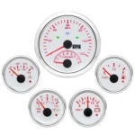 5 Gauge Set 3-3/8 85mm GPS Speedometer with Tachometer 2-1/16 Fuel Level Water Temperature Oil Pressure Gauge