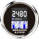 NMEA 2000 85mm Digital Black Face LCD Display Multifunction Voltage Oil Pressure Gauge bar boost Gauge