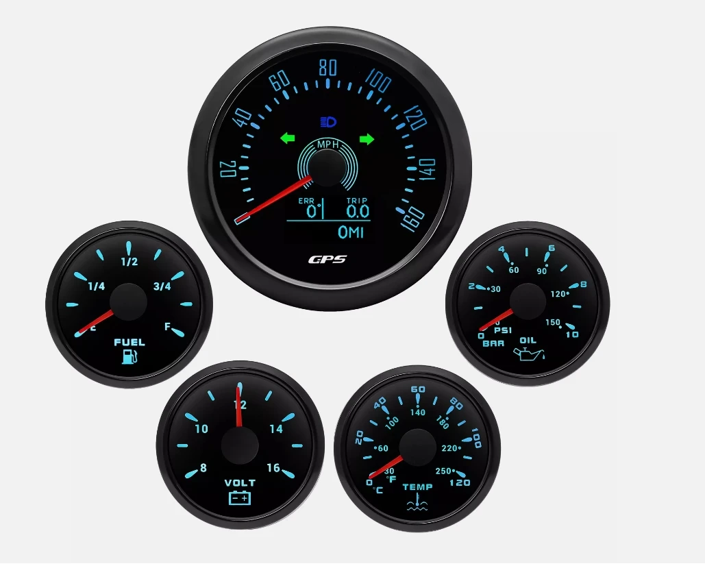 H33f2b5a7660f4947a79e727e9c6ecb18L.webp 5 Gauge Set 85mm GPS Speedometer 0-160MPH With COG Trip Gauge & 52mm Fuel Gauge - Image 1