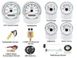 6 Gauge Set White GPS Speedometer 120MPH Tachometer Fuel  Level Water Temp Volt Meter Oil Pressure with Sender Sensor - Image 6