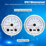 GPS Speedometer Fuel Gauge Voltmeter Tachometer Oil Pressure Gauge Water Temperature 85mm Boat Gauge Set for Marine Car White - Image 5